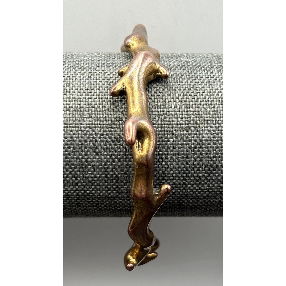 Lucky Brand Mixed Metal Branch Cuff Bracelet Copper Brass Tone Brutalist 8"